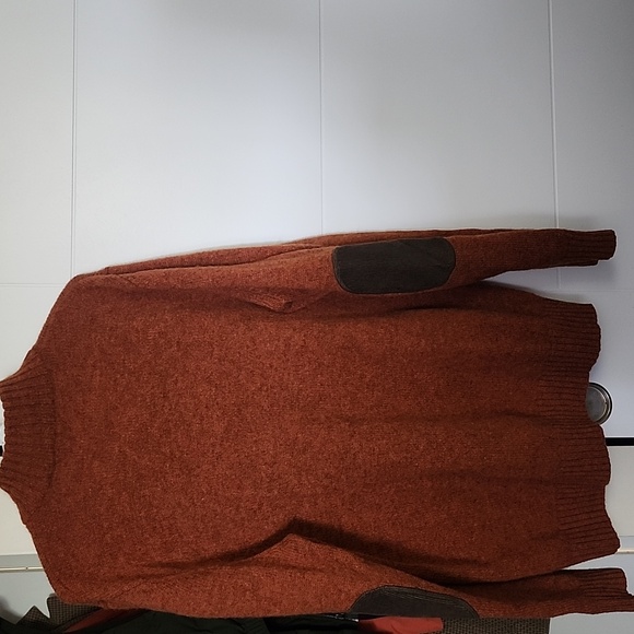 L.L. Bean Size L Men's Zip-Up Rust Wool Sweater - Picture 6 of 6